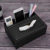 Qchomee PU Leather Desk Organiser Remote Control Holder Multifunction Desktop