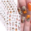 Fall Nail Art Stickers Decals Autumn Pumpkin Nail Decals 3D Self-Adhesive Glitter Leaf Pumpkin Line Design Nail Stickers Thanksgiving Day Nail Art Supplies for Women Girls Nail Decorations, 6PCS