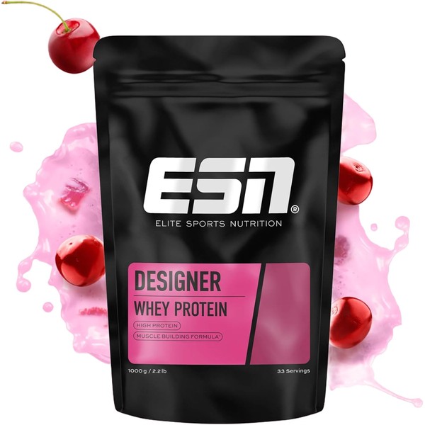 ESN Premium Designer Whey Protein Powder, Cherry Yogurt, 1 kg,