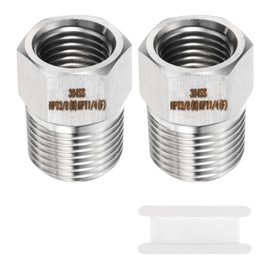 sourcing map 2pcs Stainless Steel Pipe Fitting 1/4" NPT Female x 3/8" NPT Male Reducer Hex Bushing Pipe Adapter Fittings Reducing Cast Pipe Connector for Water Oil Gas Tub