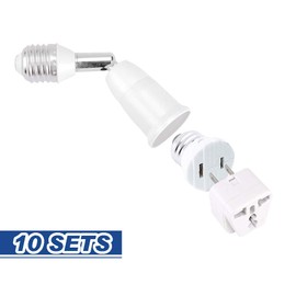 UL Listed E26/E27 Light Polarized Socket Outlet 110V Grounding Plug Converter Fireproof Material Heavy Duty 660W or 6A Receptacle in Screw Adapter w. 2 Prong to 3 Prong Adapter (2 Sets)