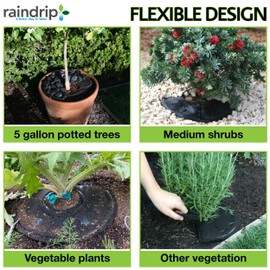 Raindrip RW16RE RootWise 360° Precision Plant Watering Pad for Plant & Tree Irrigation, 16 in. Watering Mat with Built-in Drip Tubing & Emitters,Watering Ring Connects to Drip Irrigation Systems,Black