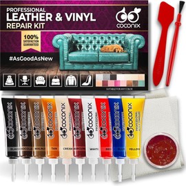COCONIX Leather & Vinyl Repair Kit | Fix Tears, Holes, Scratches, and Peeling on Leather and Vinyl Furniture, Car Seats, and Jackets | Easy Application with Customizable Colors