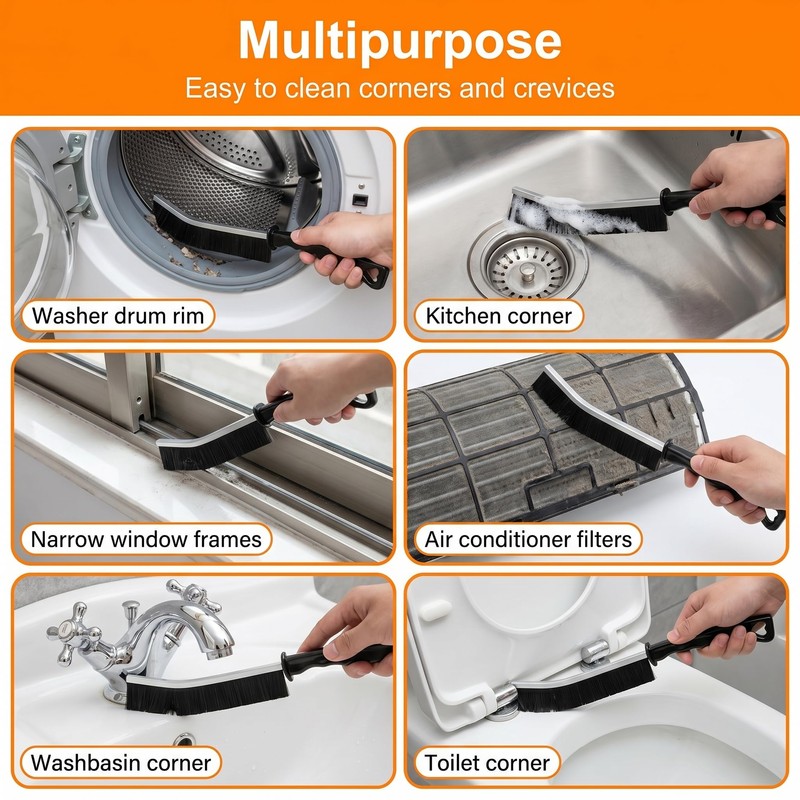 4Pcs Hard Bristle Crevice Cleaning Brush Grout Scrub Brushes Multifunctional