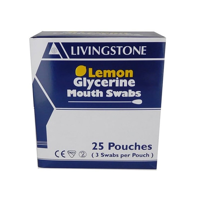 Livingstone Lemon Glycerine Mouth Swabs 25 Box