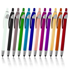 12 Pack Stylus with Ball Point Pen for toucscreen Devices (Assorted Colors)