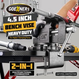 [Upgraded] Bench Vise 4-1/2" Jaw Width with 4.3" Jaw Opening, Table Vice For Workbench, Universal Swivel Vise With Heavy Duty Cast Iron, Easy Adjustment for Woodworking, Workshop DIY Uses
