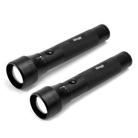 Hilngav 2 Pack Heavy Duty 2-Cell D Battery LED Big Flashlights, Zoomable Single Mode Aluminum Alloy Torch Flashlight, Rugged Large Flashlight for Outdoor Adventures Emergency Power Outages Camping