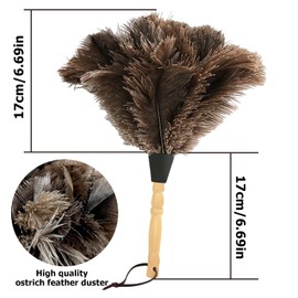 Nizirioo 34 cm Ostrich Duster Ostrich Feather: Duster Ostrich Feathers, Antistatic Wooden Handle Feather Duster, Ostrich Duster with Wooden Handle for Room Living Room Bookshelf