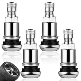 Set of 4 metal valves, car valves, tyre valves, silver tyre valves, metal valves for alloy wheels, car tyre valves, 17 mm rim valves, universal rim valves, for car, motorcycle, bicycle