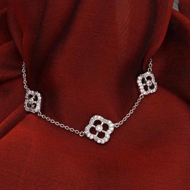 Gift from New York Women's Bracelet, Platinum, Processed, Pink, Flower, 925 Silver, Hypoallergenic, For Women, Platinum Silver Metal Nickel