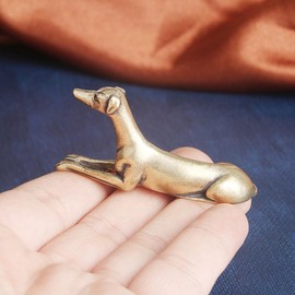 MHYGKTXRA 2pcs Vintage Greyhound Desk Ornament, Brass Dog Figurine Small Dog Statue Animal Figurines Home Desktop Decoration Tiny 2.1" Long Brass Greyhound Figurine
