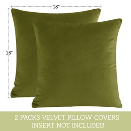 StangH Soft Square Velvet Cushion Cases for Couch 18x18 inches Set of 2, Christmas Decorative Throw Pillow Covers for Living Room Winter Holiday Decor for Car/Bed/Balcony, Olive Green