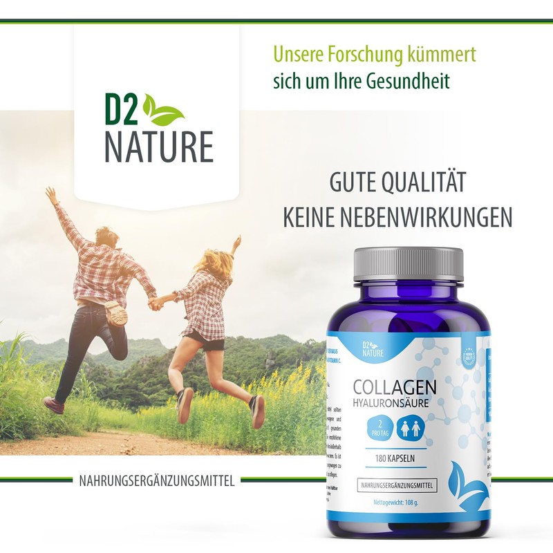 Collagen + Hyaluronic Acid - 180 Capsules - Enriched with