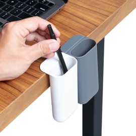 SheerGlee 2 Pack Deskside Pen Holder - Optimize Your Space with Our Attachable Pencil Holder for Desk - Desk Pen Holder with Self-Adhesive and Rotatable Attacher