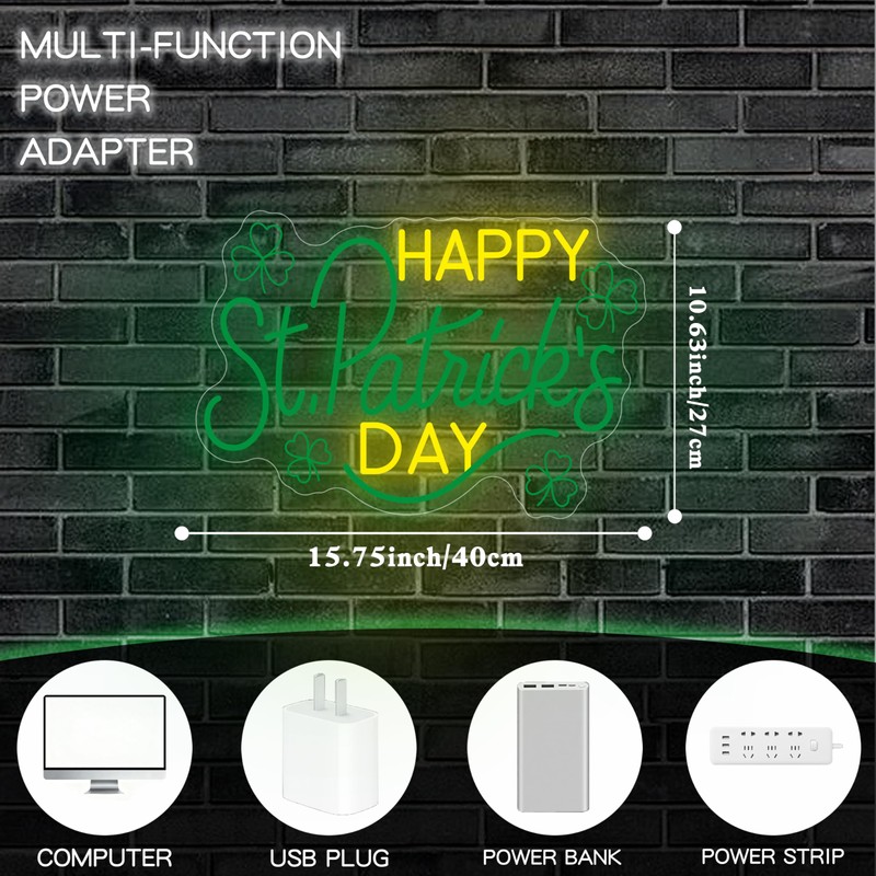 St Patricks Day Led Sign, Dimmable Led Neon Sign for