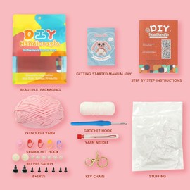 Crochet Kit for Beginners,Crochet Animal Kit for Beginners with Step-by-Step Video Tutorials,Learn to Crochet Kit for Kids Ages 13+ and Adults,Crochet Rabbit (40%+ Yarn)