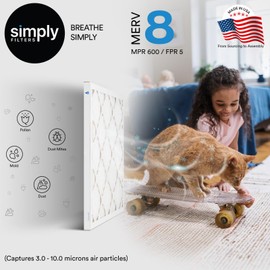 Simply 12x10x1 Air Filter, Merv 8, 4 Pack, For Home AC Furnace & HVAC (Actual Size: 11.75"x9.75"x0.75") DUST, Pet, & Allergy Control