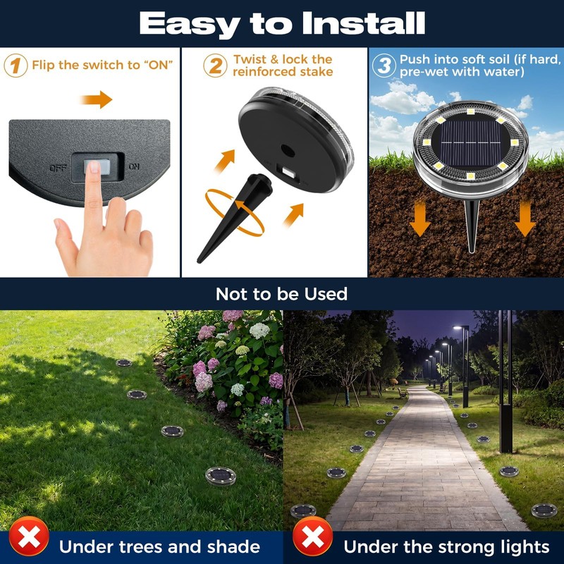 vighep 24 Pack Solar Ground Lights, 2.8 inch Flat Solar