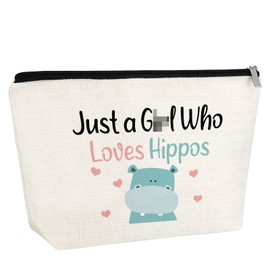 Gfhzdmf Hippo Lover Gifts Hippopotamus Gifts for Women Makeup Bag Funny Hippo Gift Hippos Themed Bag for Animal Lovers Inspirational Christmas Birthday Gift for Friends Hippos Breeders Travel Pouch