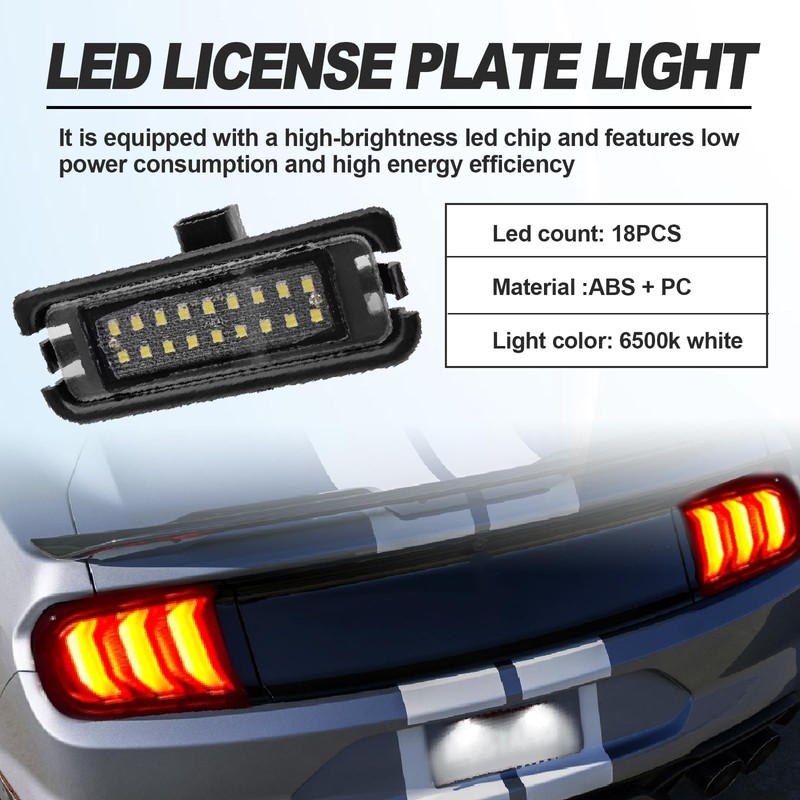 2PCS LED License Plate Light Compatible With Ford Mustang 2015-2021,
