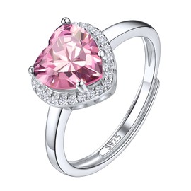 Suplight October Birthstone Ring Sterling Silver Crystal Heart Ring Engagement Ring for Women Girls