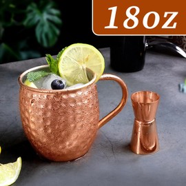 LINALL Moscow Mule Copper Mugs- Set of 2 Copper Plated Stainless Steel Mug 18oz, for Chilled Drinks (2 pcs)