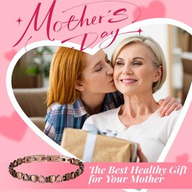 RainSo Womens Heart Design Pure Copper Magnetc Bracelets Adjustable With Gift Box