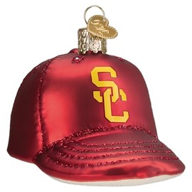 Old World Christmas USC Baseball Cap Glass Blown Ornament for Christmas Tree
