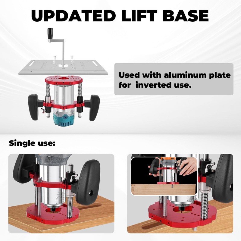 Meticuloso Router Lift Systems, Aluminium Router Table Insert Plate, Updated