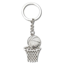 Silver Basketball Hoop Keychains for Boys Girls Daughter Granddaughter Niece Birthday Gifts for Women Basketball Themed Gifts for Men Best Friends Friendship Gifts for Basketball Lovers Christmas Gift