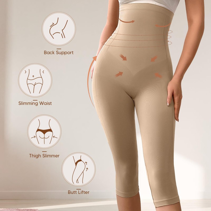 Takusun Shapewear Leggings for Women Tummy Control High Waisted Capri
