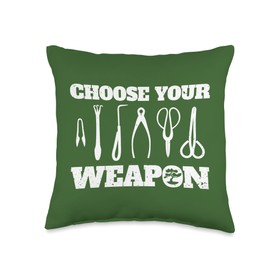 Bonsai Tree Kit Bonsai Tools Gardener Horticulturist Bonsai Throw Pillow