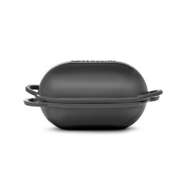 ROSSALLINI Signature Enameled Cast Iron Sourdough Bread Oven | Non-Stick with Tight Fitting Lid for Perfect Baking and Bread Making | 2QT Oval Oven With Lid [Oyster Grey]