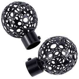 GORGECRAFT Round Curtain Pole Ends 22mm Curtain Rod Ends Black Ball Cage Replacement Decorative End Head Covers for Home Office Curtain Roman Pole Decoration Accessories (5.7 x 8.6 cm)
