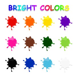 ABEIER Washable Finger Paint for Toddlers, Safe Non-Toxic, 12 x 2oz Vibrant Colors, Baby Safe Paint for Hand and Feet, Mess Free Art Supplies for Kids, Preschool Learning Gifts, Ages 1-3 4 5 6+