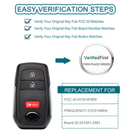 Smart Key Fob for Toyota Corolla Cross 2022-2025, FengRKey Remote Control Key Fob Compatible for Toyota Corolla Cross 2022-2025 HYQ14FBW 8990H-0A010 8990H-0A011 281451-2561