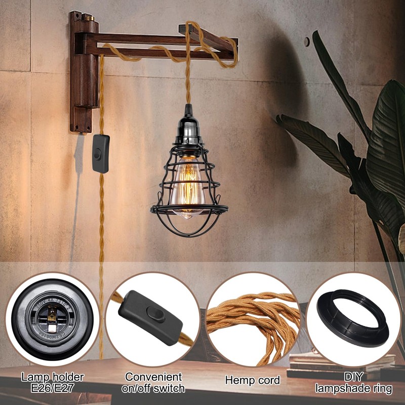 2 Pack Plug in Pendant Light Fitting Kit with 5.1M