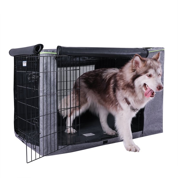 Petsfit 42" L x 28" W x 30" H Extra Side Door Polyester Crate Cover( No Cage), for 5000 Wire Crate, Gray