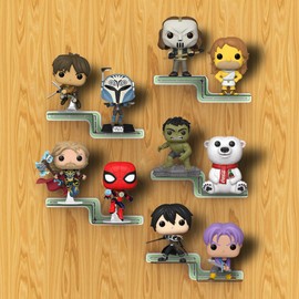 YODAR 5 Pack Clear Acrylic Organizers Shelves for Funko Pop Figures, Invisible Riser Display Shelf for Wall Storage Decor, Floating Display Ledge for Figures Stand Collection, Shining at night