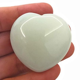 Manekieko Opalite Palm Worry Carved Heart Love Stone 40 mm Crystals and Healing Stones