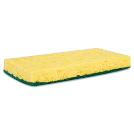 Boardwalk 174 Medium Duty Scrubbing Sponge, 3 3/5 x 6 1/10, Yellow/Green (Case of 20)