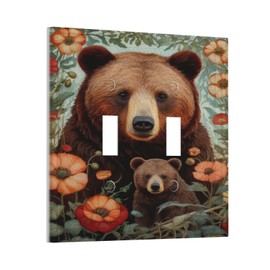 Azjincos Decorative Art Light Switch Covers Bears 2 Gang Double Toggle Wall Plate Decorative Switchcover Electrical Switchplate
