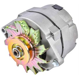 JEGS 1-Wire GM Alternator | 100 Amp Output | Made In USA | Natural Finish | Includes Single Groove V-Belt Pulley And Fan | Internal Regulator | 12 Volt | GM 10Si Style