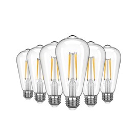 EDISHINE 6 Pack Vintage LED Edison Bulbs 8W Equivalent 60W, ST64 Dimmable Led Light Bulbs, 700LM 2700K Warm White Light E26 Base, Decorative Antique LED Filament Bulbs for Home and Commercial