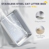 Extra Large Stainless Steel Cat Litter Box with Enclosure Scoop