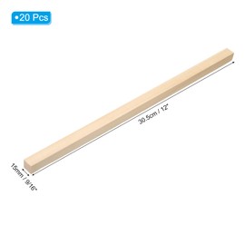 PATIKIL 9/16 Inch Dowel Rods Wood Sticks, 20 Pcs 12 Inch Long Square Wooden Dowels Unfinished Hardwood Sticks for Craft DIY Supplies