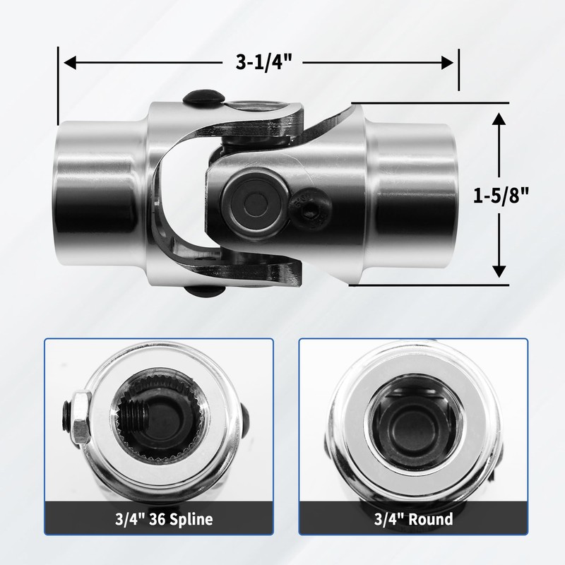 RABROPAR 3/4" 36 Spline X 3/4" Round Single Steering Shaft