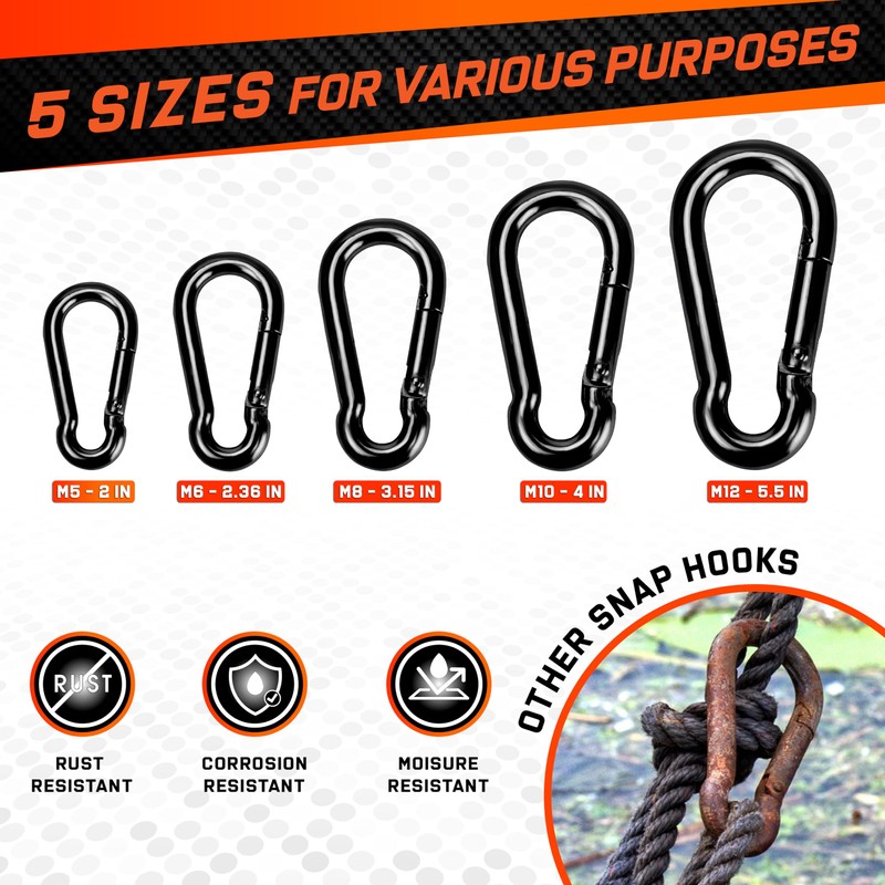 PAMAZY 12Pcs 2In Spring Snap Hooks, Utility Hook Clip, Heavy