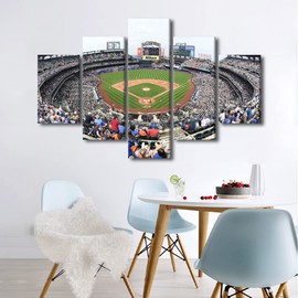 TUMOVO 5 Pieces Citi Field Wall Art for Living Room Large Size Baseball Field Skyline Office Wall Decor Canvas Prints Sports Field Modern Artwork for Bedroom Bathroom Framed Ready to Hang, 60" Wx40 H